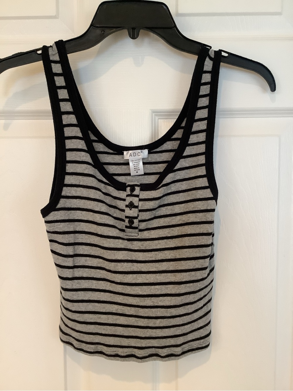 ADC Black & Gray Striped Scoop-Neck Tank